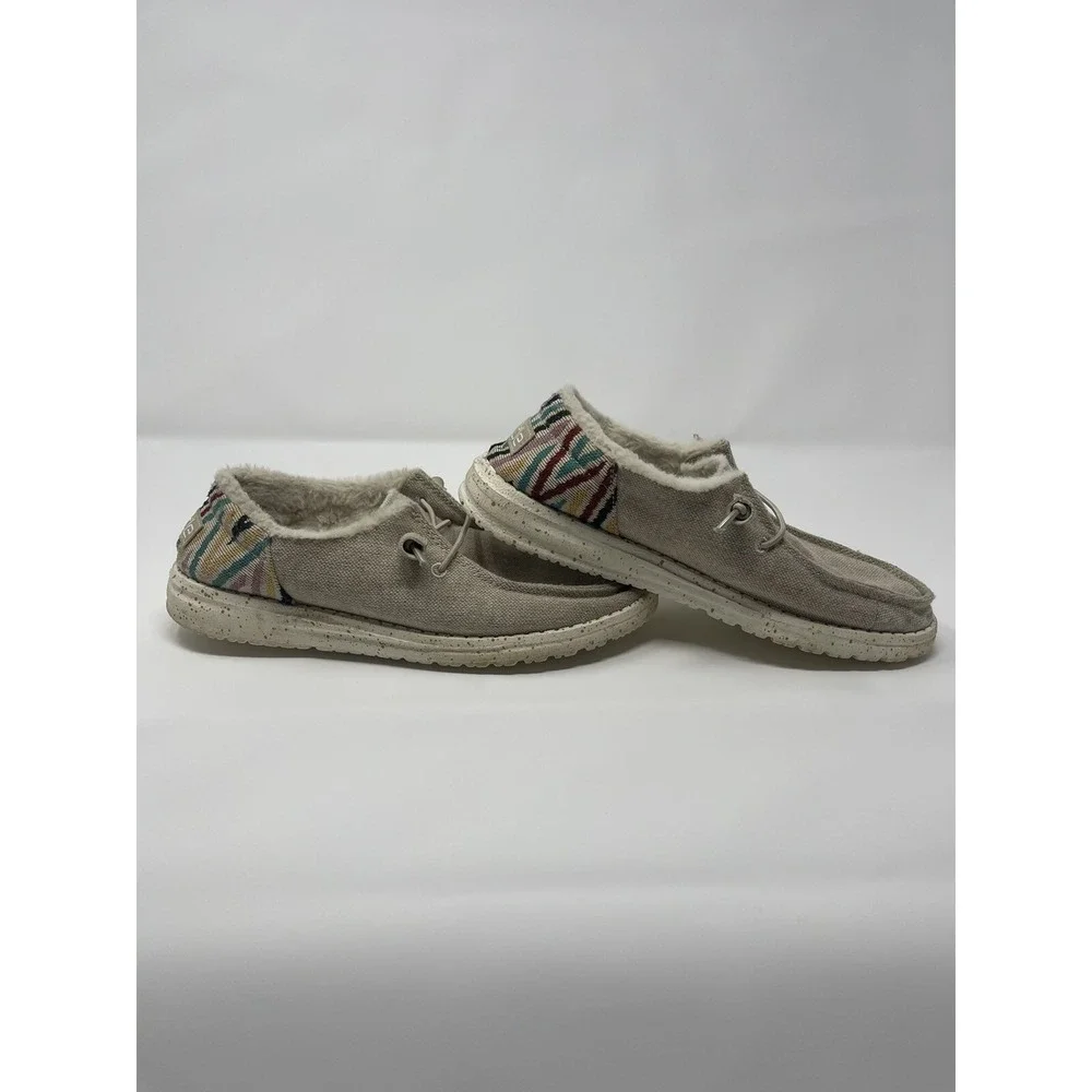 Hey Dude Womens Wendy Funk Wool Beige‎ Slip On Shoes Women's US Size 7